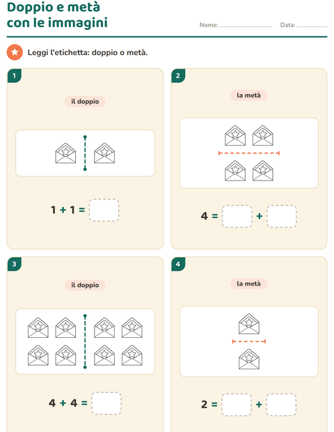 Anteprima della scheda di Doppio e metà con Natale B&N per Scuola primaria classe prima