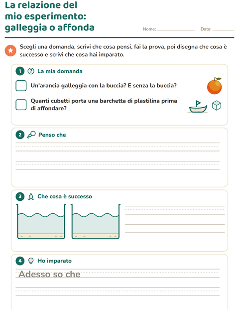 Anteprima della scheda di Galleggia o affonda per Scuola primaria classe terza