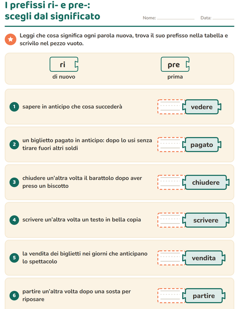 Anteprima della scheda di Famiglie di parole per Scuola primaria classe seconda