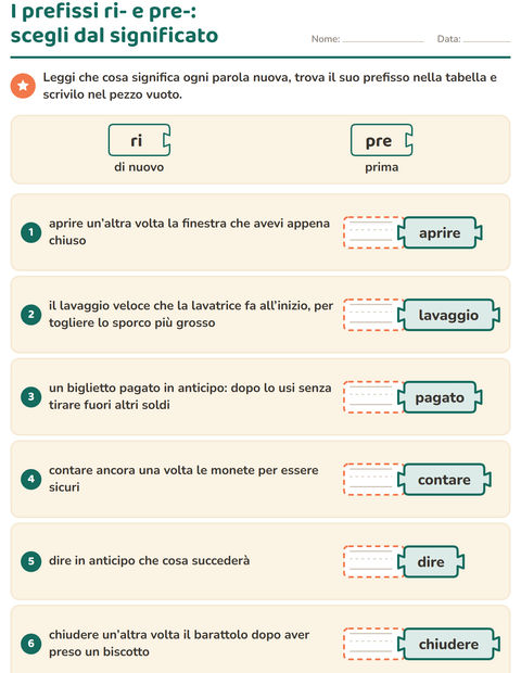 Anteprima della scheda di Famiglie di parole per Scuola primaria classe seconda