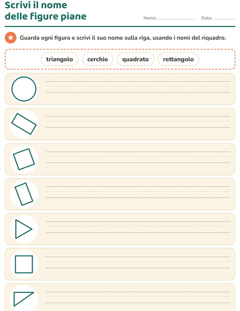 Anteprima della scheda di Figure geometriche piane per Scuola primaria classe prima