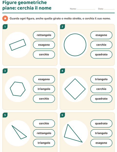 Anteprima della scheda di Figure geometriche piane per Scuola dell'infanzia (5-7 anni)