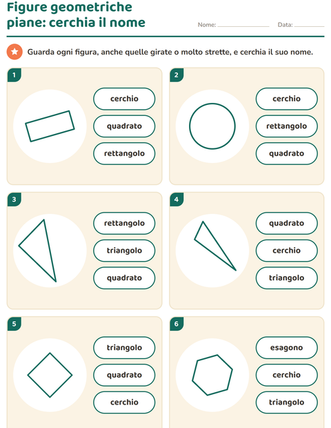 Anteprima della scheda di Figure geometriche piane per Scuola dell'infanzia (5-7 anni)