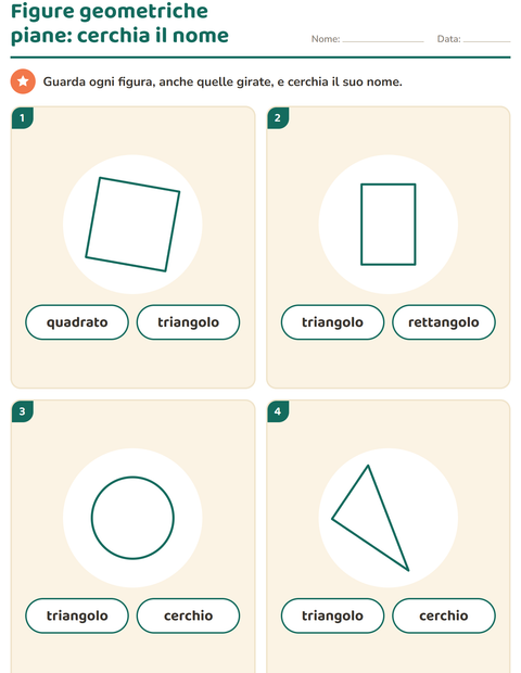 Anteprima della scheda di Figure geometriche piane per Scuola dell'infanzia (5-7 anni)