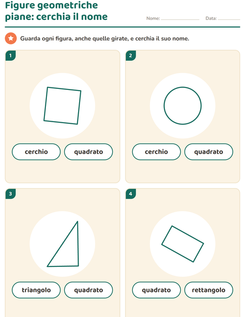 Anteprima della scheda di Figure geometriche piane per Scuola dell'infanzia (5-7 anni)