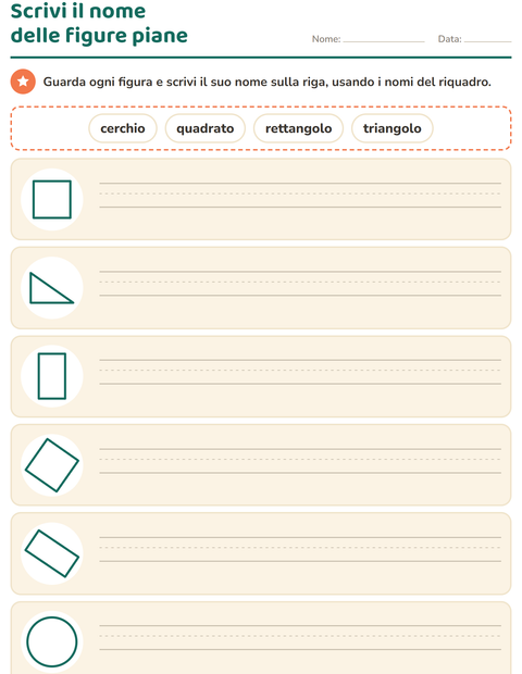 Anteprima della scheda di Figure geometriche piane per Scuola primaria classe prima