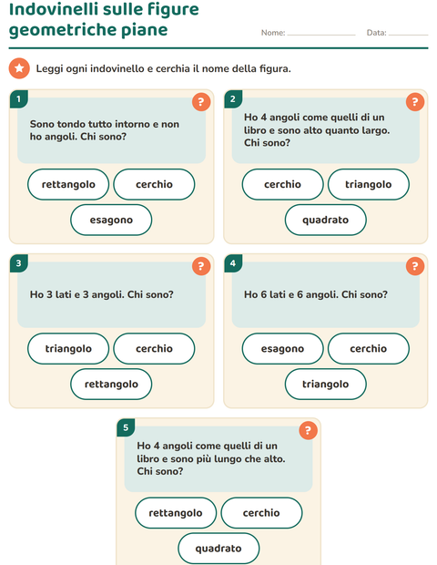 Anteprima di Indovinelli sulle figure geometriche piane: chi sono?