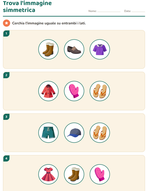 Anteprima della scheda di Forme geometriche con Abbigliamento per Scuola primaria classe seconda