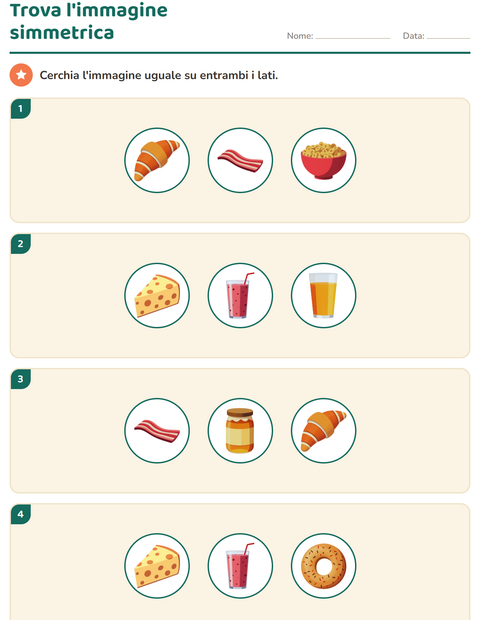 Anteprima della scheda di Forme geometriche con Colazione per Scuola primaria classe seconda