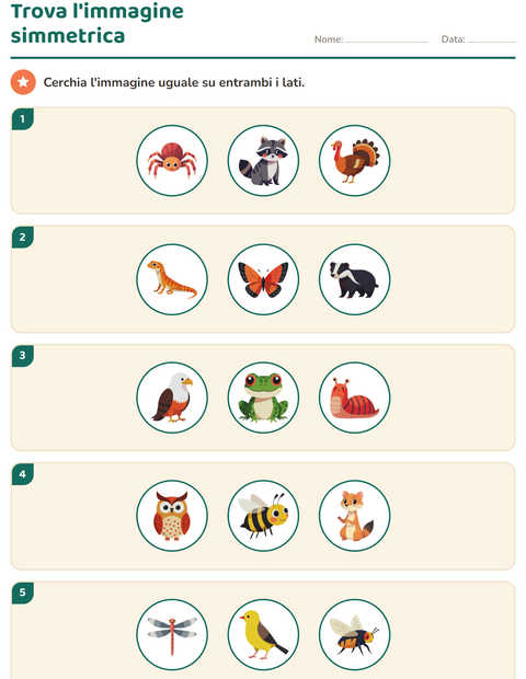 Anteprima della scheda di Forme geometriche con Creature della foresta per Scuola primaria classe seconda
