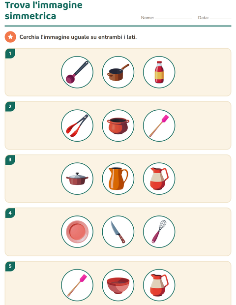 Anteprima della scheda di Forme geometriche con Utensili da cucina per Scuola primaria classe seconda