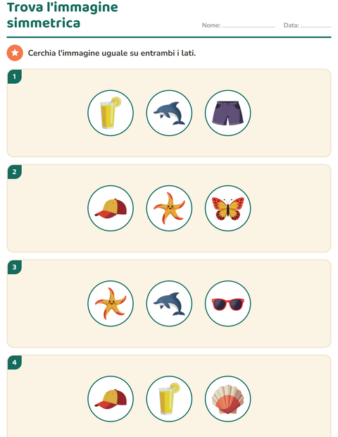 Anteprima della scheda di Forme geometriche con Estate per Scuola primaria classe seconda