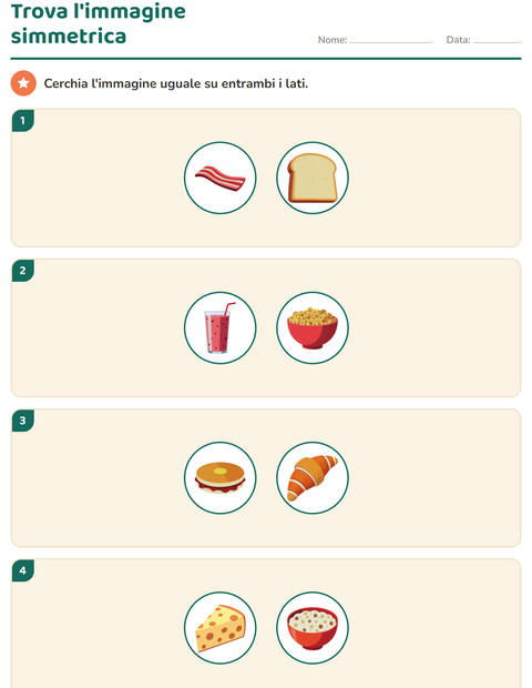 Anteprima della scheda di Forme geometriche con Colazione per Scuola primaria classe seconda