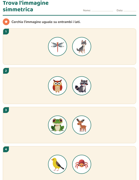 Anteprima della scheda di Forme geometriche con Creature della foresta per Scuola primaria classe seconda