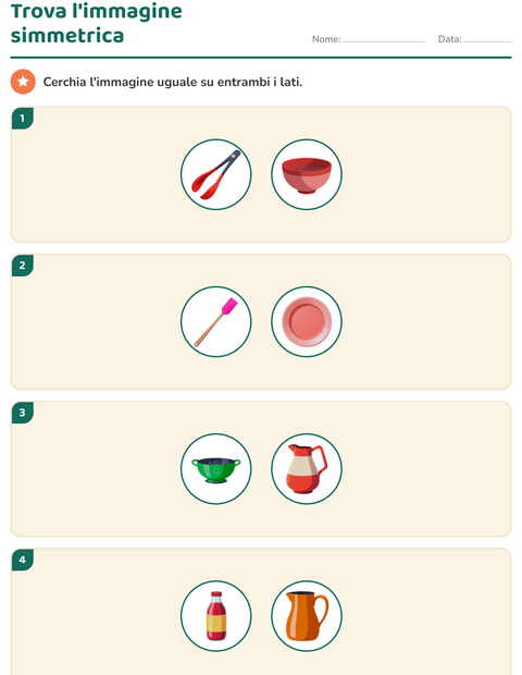 Anteprima della scheda di Forme geometriche con Utensili da cucina per Scuola primaria classe seconda