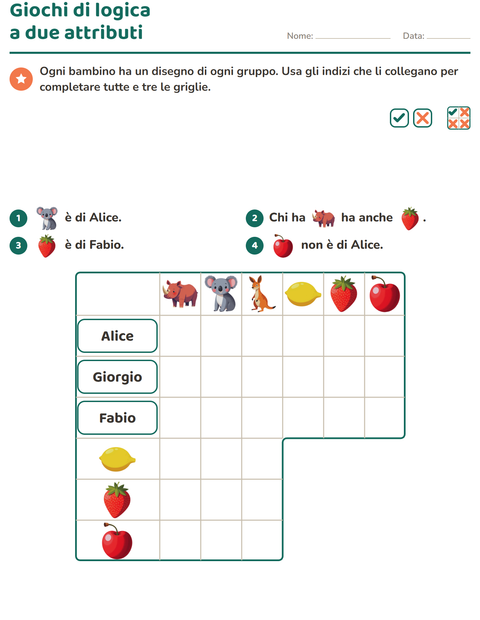 Anteprima della scheda di Giochi di logica con Animali dello zoo per Scuola primaria classe terza
