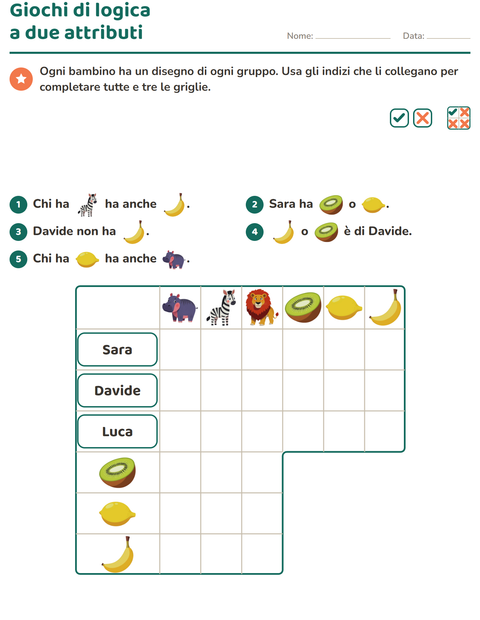 Anteprima della scheda di Giochi di logica con Animali dello zoo per Scuola primaria classe terza