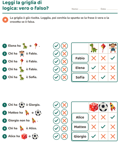Anteprima della scheda di Giochi di logica con Giocattoli per Scuola primaria classe seconda