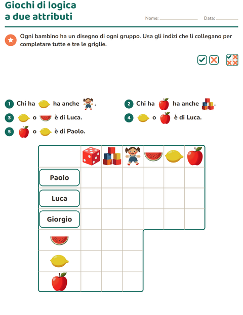Anteprima della scheda di Giochi di logica con Giocattoli per Scuola primaria classe terza