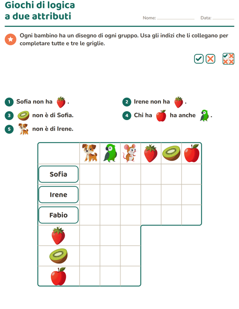 Anteprima della scheda di Giochi di logica con Animali domestici per Scuola primaria classe terza