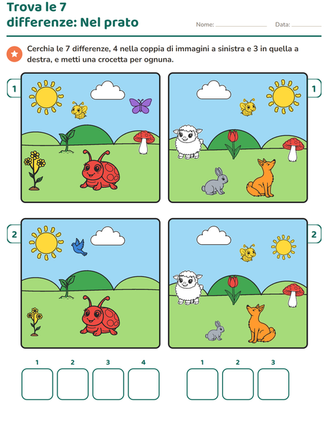 Anteprima della scheda di Gioco delle differenze per Scuola primaria classe prima