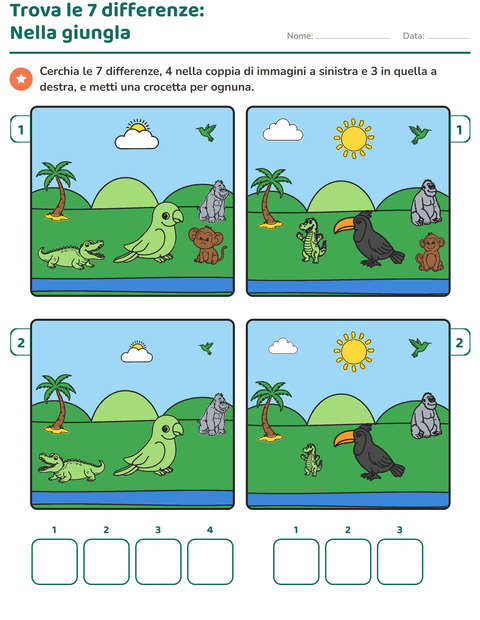 Anteprima della scheda di Gioco delle differenze per Scuola primaria classe prima
