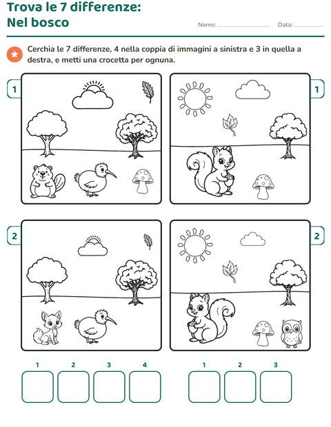 Anteprima della scheda di Gioco delle differenze per Scuola primaria classe prima