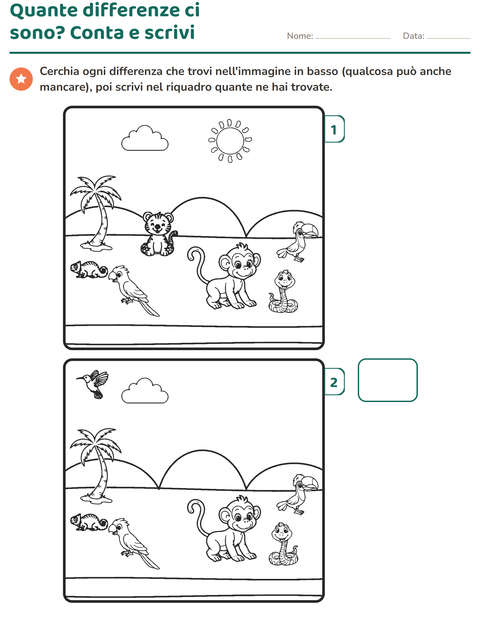 Anteprima della scheda di Gioco delle differenze per Scuola primaria classe prima