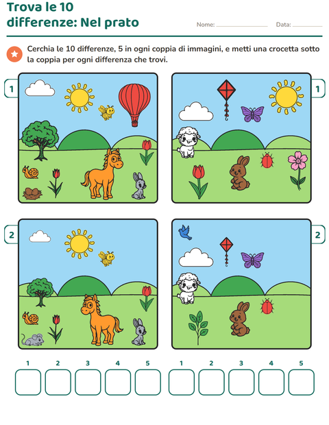 Anteprima della scheda di Gioco delle differenze per Scuola primaria classe seconda