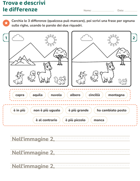Anteprima della scheda di Gioco delle differenze per Scuola primaria classe seconda