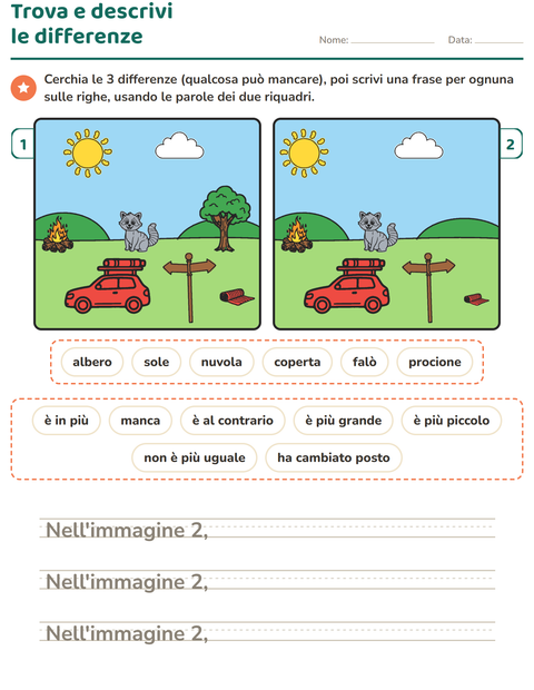 Anteprima della scheda di Gioco delle differenze per Scuola primaria classe seconda