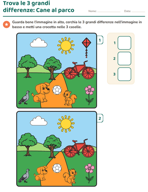 Anteprima della scheda di Gioco delle differenze per Scuola dell'infanzia (5-7 anni)