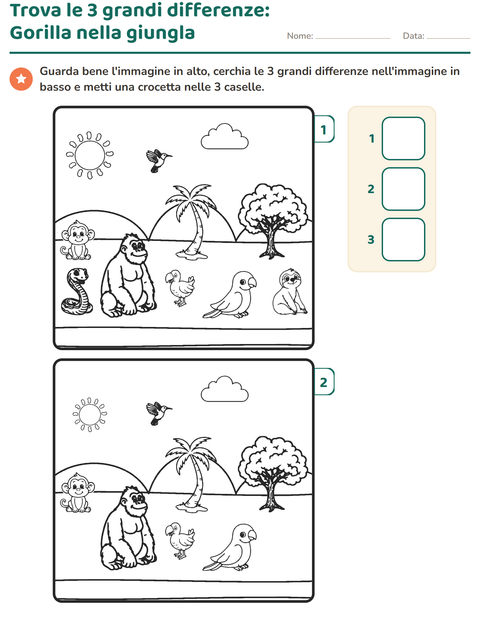 Anteprima della scheda di Gioco delle differenze per Scuola dell'infanzia (5-7 anni)