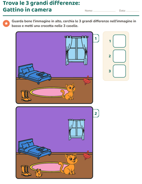 Anteprima della scheda di Gioco delle differenze per Scuola dell'infanzia (5-7 anni)