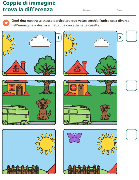 Anteprima della scheda di Gioco delle differenze per Scuola dell'infanzia (5-7 anni)