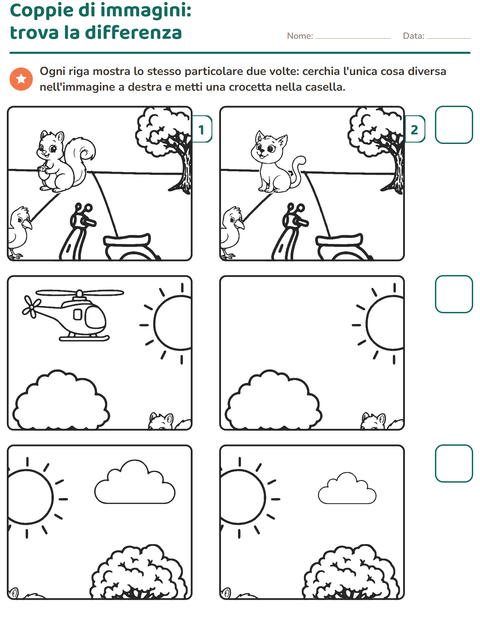 Anteprima della scheda di Gioco delle differenze per Scuola dell'infanzia (5-7 anni)