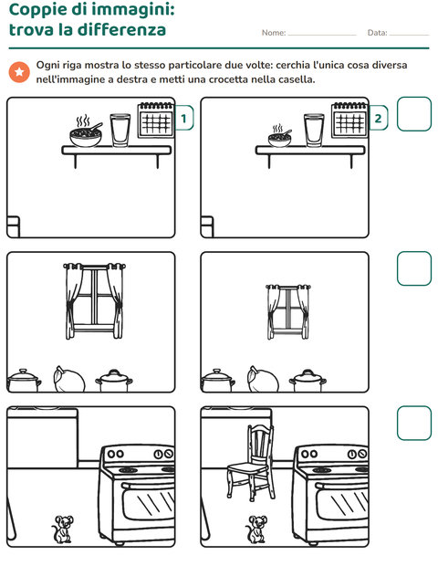 Anteprima della scheda di Gioco delle differenze per Scuola dell'infanzia (5-7 anni)