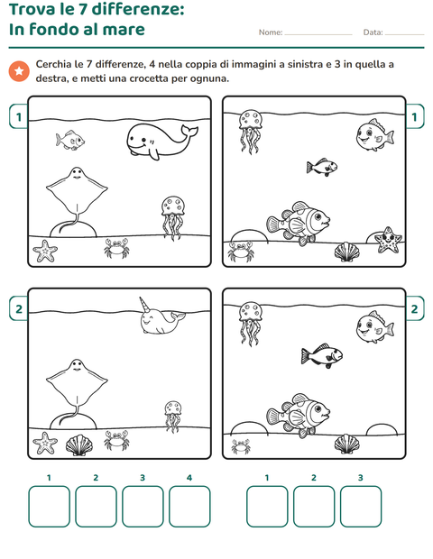 Anteprima della scheda di Gioco delle differenze per Scuola primaria classe prima