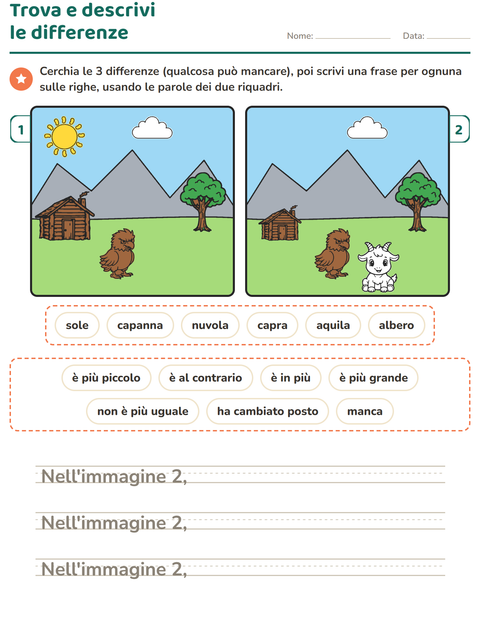 Anteprima della scheda di Gioco delle differenze per Scuola primaria classe seconda