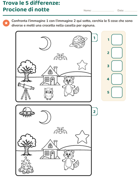 Anteprima della scheda di Gioco delle differenze per Scuola dell'infanzia (5-7 anni)