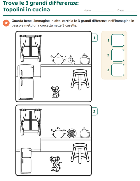 Anteprima della scheda di Gioco delle differenze per Scuola dell'infanzia (5-7 anni)