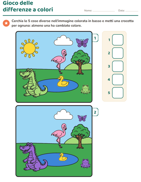 Anteprima della scheda di Gioco delle differenze per Scuola dell'infanzia (5-7 anni)
