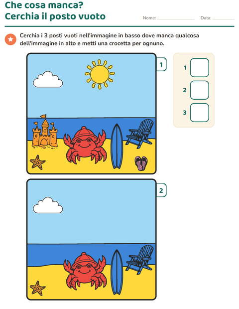 Anteprima della scheda di Gioco delle differenze per Scuola dell'infanzia (5-7 anni)