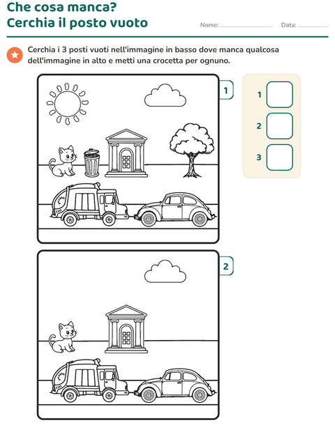 Anteprima della scheda di Gioco delle differenze per Scuola dell'infanzia (5-7 anni)
