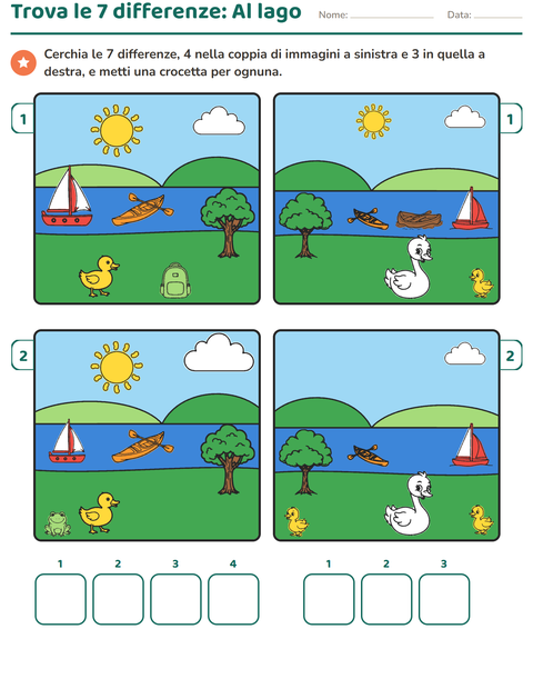 Anteprima della scheda di Gioco delle differenze per Scuola primaria classe prima