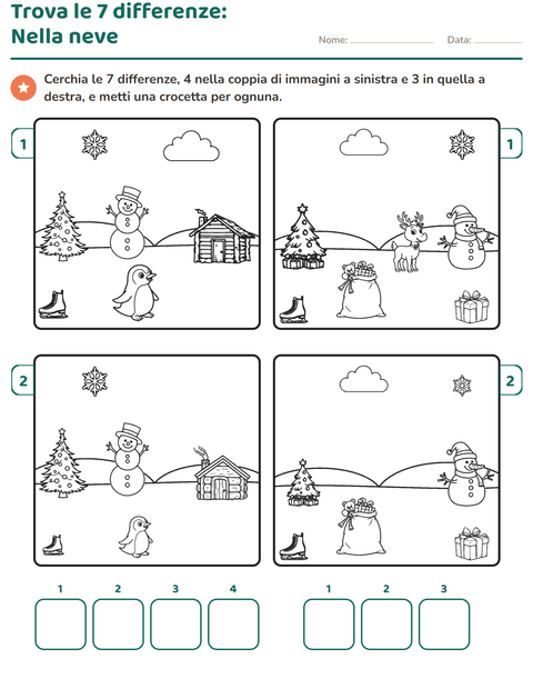 Anteprima della scheda di Gioco delle differenze per Scuola primaria classe prima