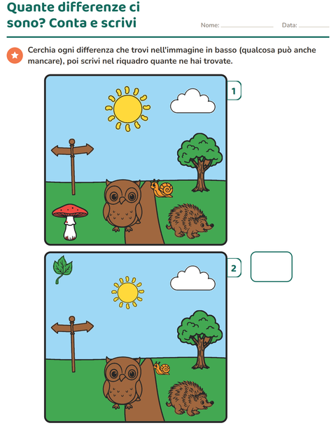 Anteprima della scheda di Gioco delle differenze per Scuola primaria classe prima