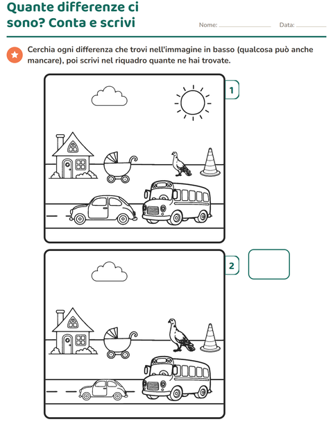 Anteprima della scheda di Gioco delle differenze per Scuola primaria classe prima
