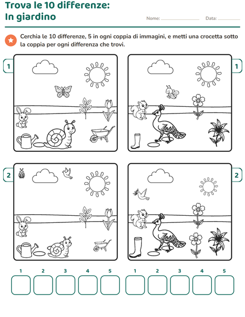 Anteprima della scheda di Gioco delle differenze per Scuola primaria classe seconda