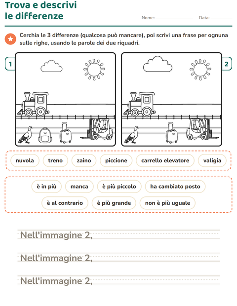 Anteprima della scheda di Gioco delle differenze per Scuola primaria classe seconda